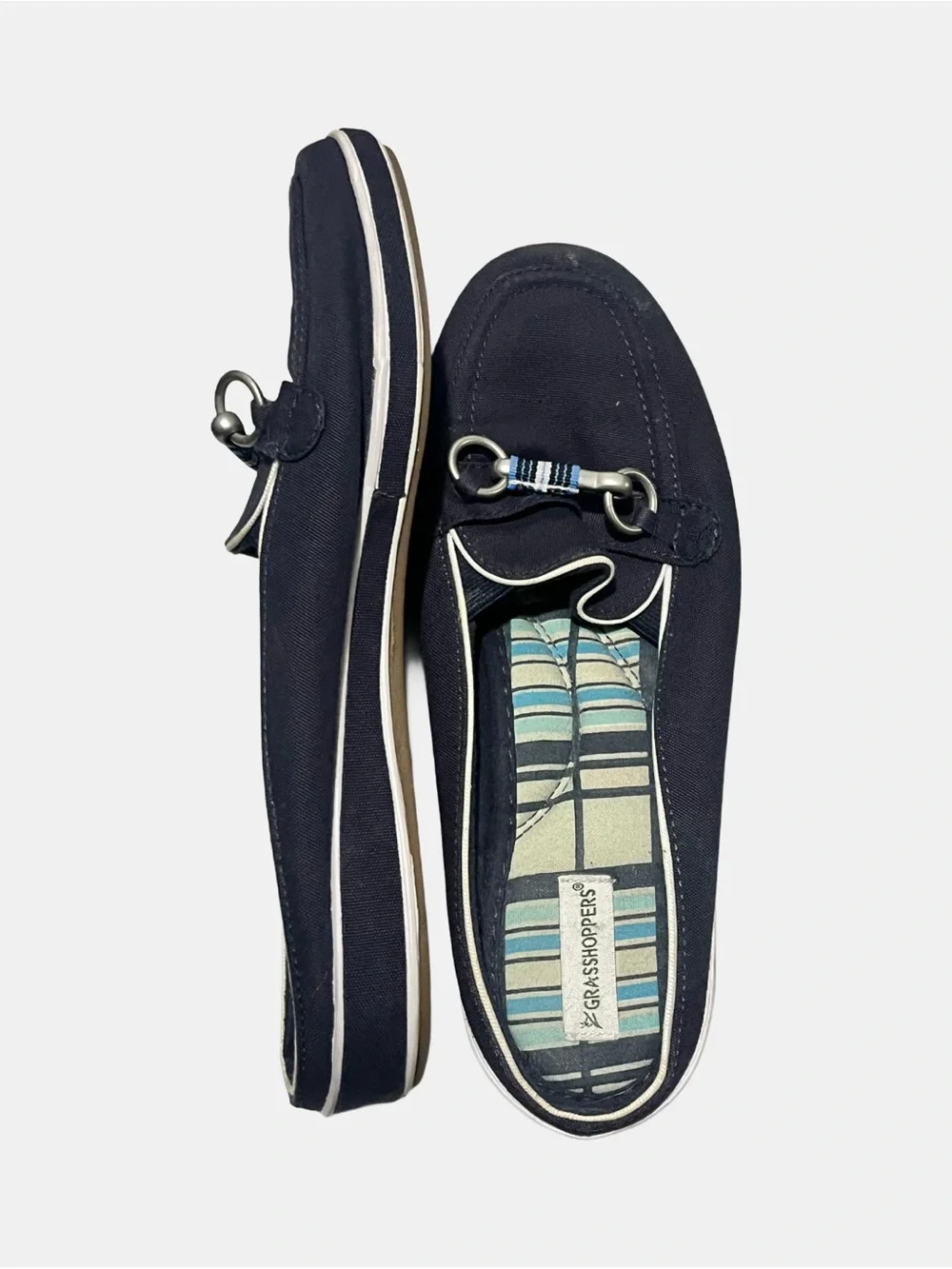 Grasshoppers Navy Women’s Slip-On Loafers with Metal Bit 7.5 W